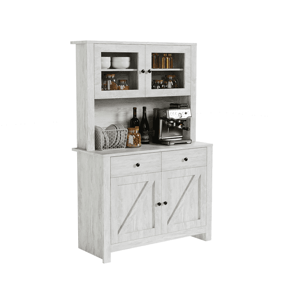 Rugerasy Freestanding Hutch Cabinet with Buffet Cupboard,Cabinets with Adjustable Shelves,Hutch with Drawers,for Kitchen, Dining Room