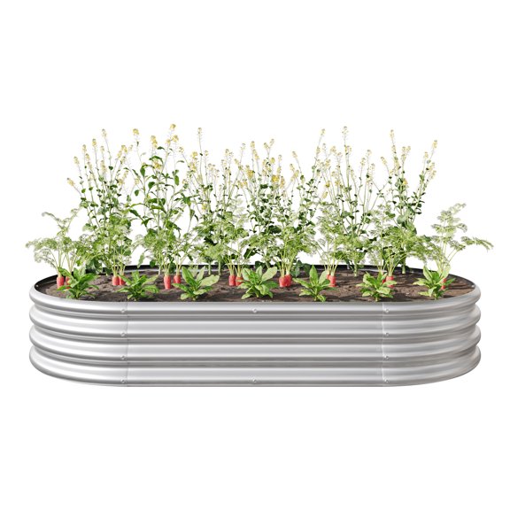 Rugerasy Heavy Duty Elevated Garden Bed - Galvanized, Rust-Resistant, Easy Assembly, Perfect for Outdoor Planting