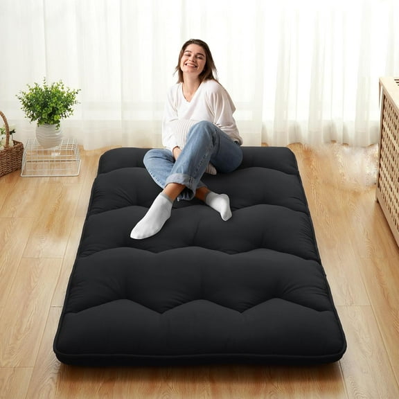 Rugerasy Japanese Futon Mattress Full Size, Floor Mattress Roll Up, Black
