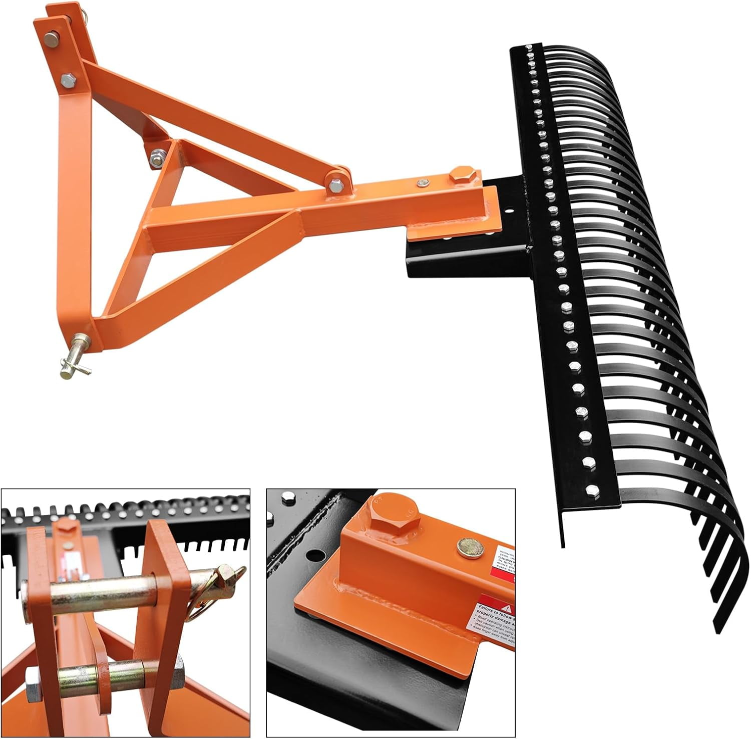 Rugerasy 5FT 3-Point Landscape Rake for Tractor,Lawn Dethatcher ...