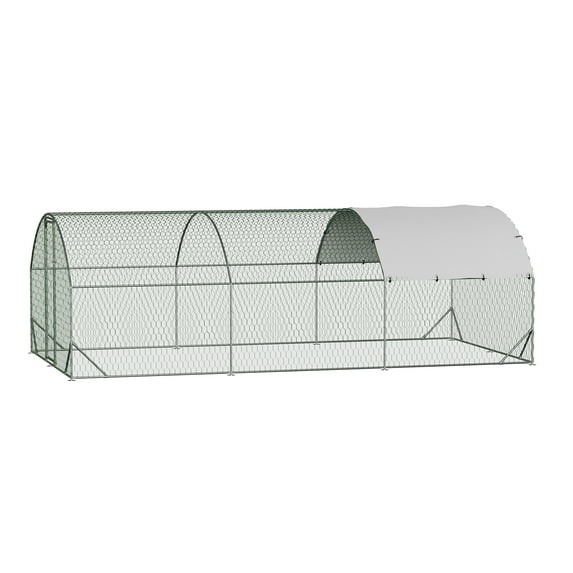 Rugerasy Large Metal Chicken Coop Chicken Run,Dome Chicken Pen,Chicken Pen with Water-Resident and Anti-UV Cover,Chicken Duck House Outdoor