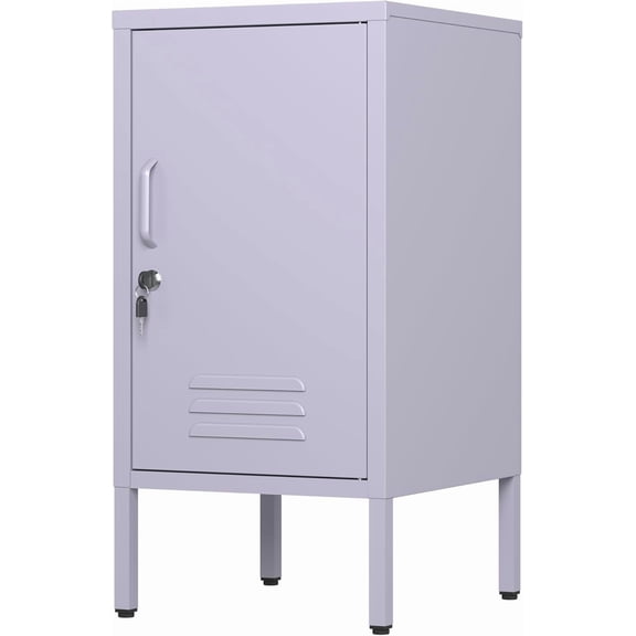 Rugerasy Metal Locker End Table - Modern Minimalist Side Table with 2 Adjustable Shelves,Anti-Tilt Design - Multi-Functional Storage Cabinet for Living Room & Bedroom,27.55"Hx13.78"Wx14.96"D,Purple