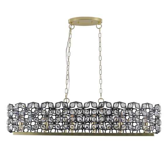 Rugerasy Modern Crystal Chandeliers 6-Light Oval K9 Crystal Pendant Light Luxurious Hanging Lamp For Living Room Dining Room Home Foyer Kitchen Island