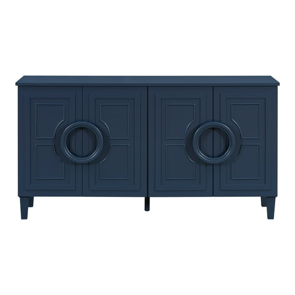 Rugerasy Modern Sideboard Cabinet, Sideboard Buffet Cabinet, 4-Door Console Storage Cabinet With Round Door Handles, Storage Buffet Furniture For Home Office Kitchen Entryway
