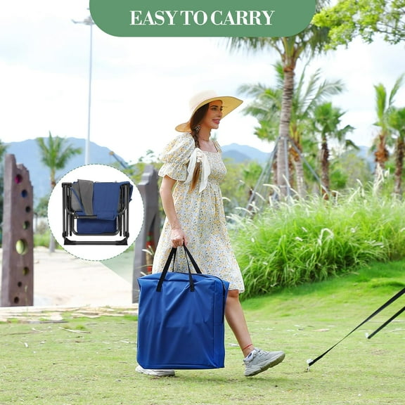 Rugerasy Oversized Camping Chair,Portable Folding ChairSupport 400 lbs,Heavy Duty Lawn Chair with Side Table,for Camping,Sports,Picnic for Adults ,Navy Blue