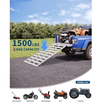 Rugerasy Ramps for Pickup Trucks,Tri-Fold Aluminum Motorcycle Loading Ramps 1500 Lbs Capacity with Load Straps for Motorcycles,Lawn Mowers,Aluminum color