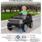 Rugerasy Ride On Toys for 3-8Y,12V Ride On Truck, 2-in-1 Parent-Controlled Electric Ride On Toy with Shock Absorbers, 3 Speeds, Music Player, LED Lights,Black