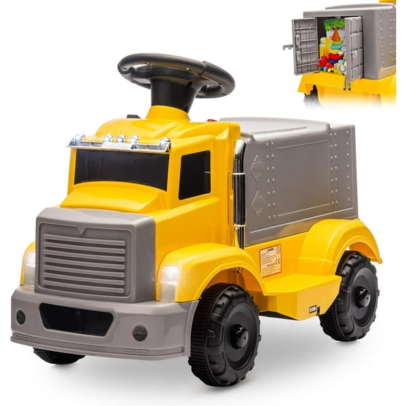 Rugerasy Riding Toys for Ages 1-3, 6V Small Truck with Music, Yellow