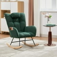 thumbnail image 1 of Rugerasy Rocking Chair,300Lb Glider Chair with Wood Legs/Two Side Pockets,Teddy UpholsteRed Glider Rocker with Padded Seat High Backrest for Living Room/Bedroom,Dark Green, 1 of 6
