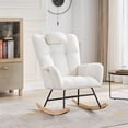 thumbnail image 1 of Rugerasy Rocking Chair,300Lb Glider Chair with Wood Legs/Two Side Pockets,Teddy UpholsteRed Glider Rocker with Padded Seat High Backrest for Living Room/Bedroom,Teddy Velvet Beige, 1 of 7