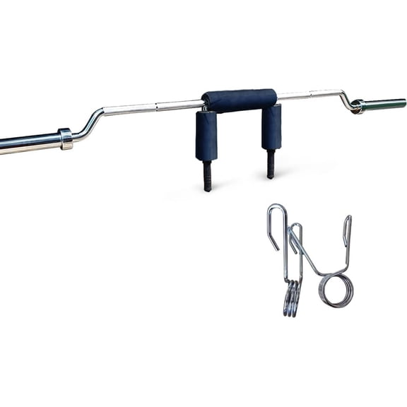 Rugerasy Safety Squat Bar with Thick Pads & Collars,2” Plate Compatible,Ergonomic CambeRed Squat Bar for Home or Commercial Gym,No Assembly RequiRed,Silver