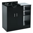 thumbnail image 1 of Rugerasy Shampoo Backwash Station For Salons, Salon Station With Shampoo Bowl And 3 Open Storage Shelves, Salon Equipment For Spa Barber Shop Locker Room Bathroom, 1 of 9