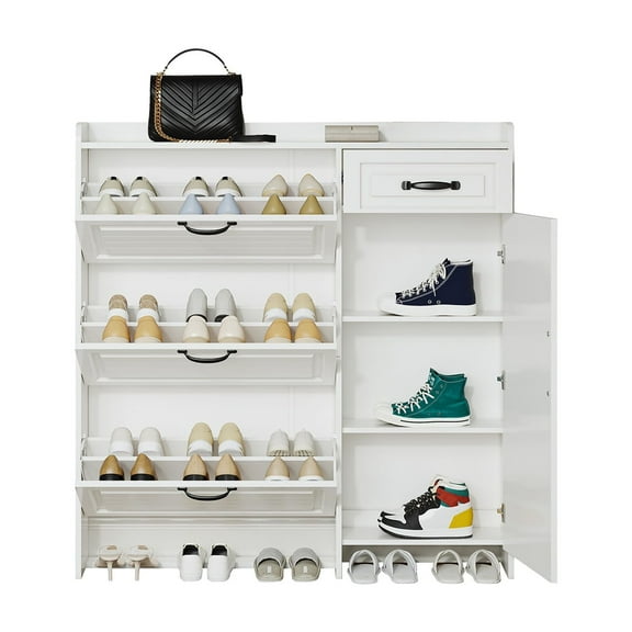 Rugerasy Shoe locker With 4Doors 1 Drawer, Shoe Rack For Living Room Entryway, Adjustable Shoe Storage Organizer Shelves, Large Shoe Storage locker