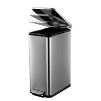 Rugerasy Slim Trash Can,13-Gallon (50 L) Garbage Can for Narrow Spaces with Soft-Close Lid,Inner Bucket,and Step-on Pedal for Home,Kitchen,Office,Stainless Stee