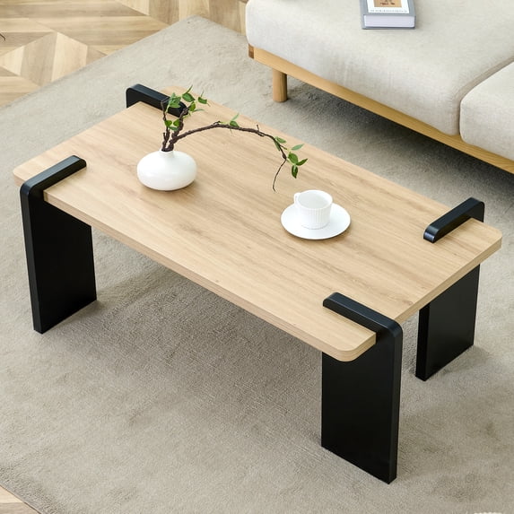 Rugerasy Square Wooden Coffee Table with Light Grain Texture - Stylish for Home or Office