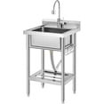 thumbnail image 1 of Rugerasy Stainless Steel Utility Sink,Free Standing Single Bowl Kitchen Sink,Adjustable Leg Height,w/Faucet,Hot and Cold Water Pipes,Commercial Laundry Tub,Hook,Storage Shelf for Indoor Outdoor, 1 of 7