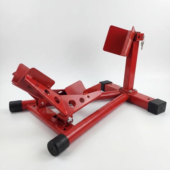 Rugerasy Steel Motorcycle Front Wheel Stand - Parking Rack,Front Wheel Support,Wheel Stabilizer,Parking Accessory,and Stable Holder,Red