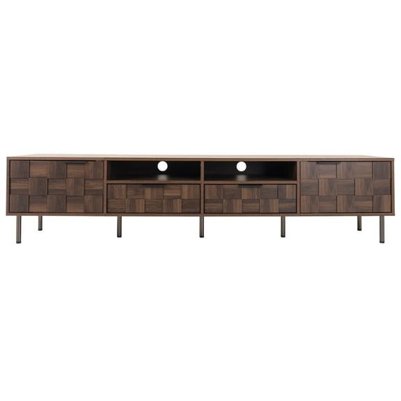 Rugerasy TV Cabinet For TVs Up To 85 Inches, Mid Century Style Entertainment Center With 2 Drawers And 2 Doors, Media Console Table For Living Room, Bedroom, Home Theater