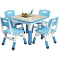thumbnail image 1 of Rugerasy Table and Chairs Set for Ages 2-10, Height Adjustable Desk with 4 Seats,Arts & Crafts Table,Graffiti Desktop, Non-Slip Legs, Max 300lbs, Children Multi-Activity Table for Classrooms,Daycares, 1 of 7