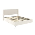 thumbnail image 1 of Rugerasy Upholstered Bed Frame, Velvet Queen Size Bed With Tight Channel, Queen Platform Bed With Modern Design Headboard, Wooden Slat Mattress Support, No Box Spring Needed, 1 of 9