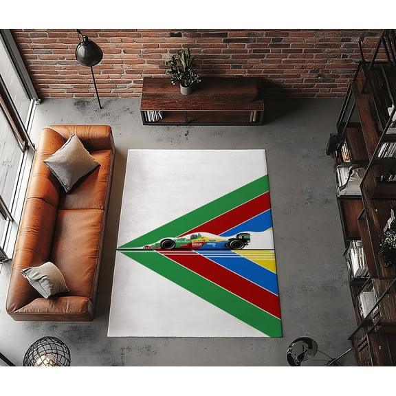 Rugfest Bold Triangular Racing Washable Rug - Non-Slip Backing, Easy to Clean, Perfect for Home and Living Room 47x71inch (120x180cm)