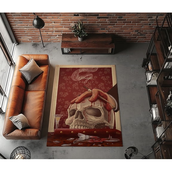 Rugfest Dark Gothic Symbolism Washable Rug - Non-Slip Backing, Easy to Clean, Perfect for Home and Living Room 24x39inch (60x100cm)