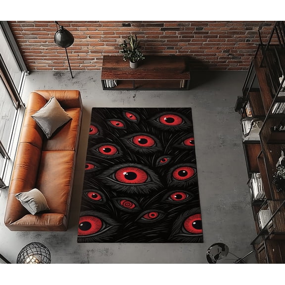 Rugfest Dark Intense Eyes Washable Rug - Non-Slip Backing, Easy to Clean, Perfect for Home and Living Room 47x71inch (120x180cm)