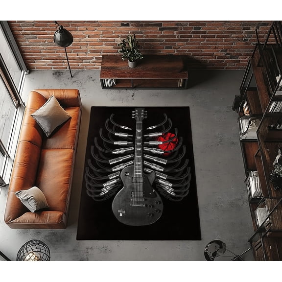 Rugfest Edgy Musical Anatomy Washable Rug - Non-Slip Backing, Easy to Clean, Perfect for Home and Living Room 15x24inch (40x60cm)