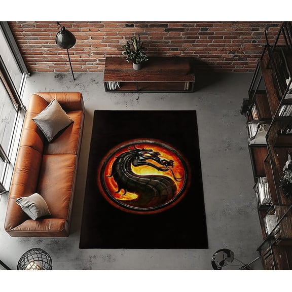 Rugfest Fiery Mythical Creature Washable Rug - Non-Slip Backing, Easy to Clean, Perfect for Home and Living Room 15x24inch (40x60cm)