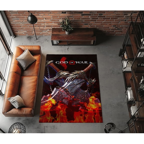 Rugfest Fiery Mythical Weapons Washable Rug - Non-Slip Backing, Easy to Clean, Perfect for Home and Living Room 15x24inch (40x60cm)