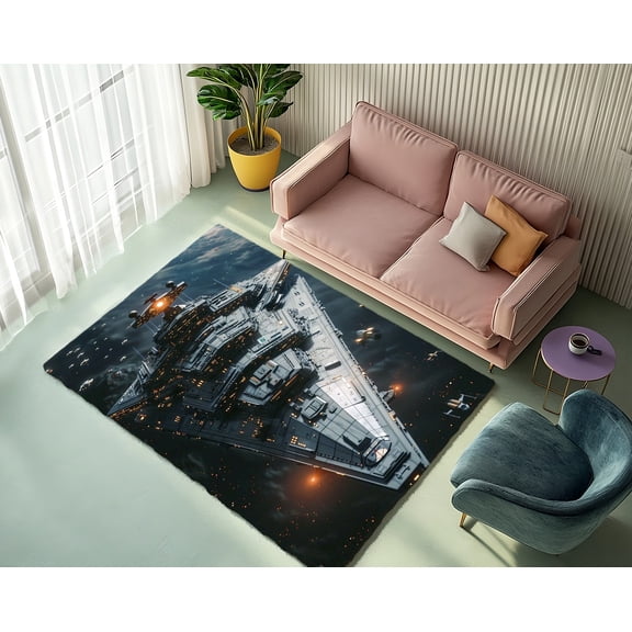 Rugfest Futuristic Dark Galactic Washable Rug - Non-Slip Backing, Easy to Clean, Perfect for Home and Living Room 47x71inch (120x180cm)