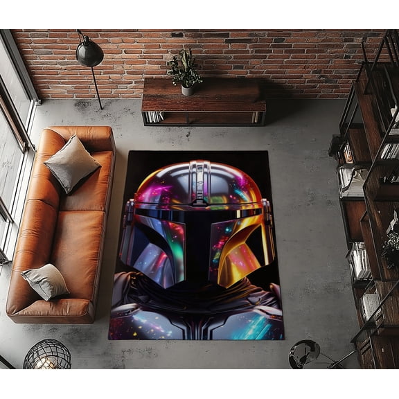 Rugfest Futuristic Galactic Helmet Washable Rug - Non-Slip Backing, Easy to Clean, Perfect for Home and Living Room 15x24inch (40x60cm)