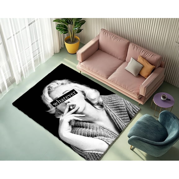 Rugfest Monochrome Bold Statement Washable Rug - Non-Slip Backing, Easy to Clean, Perfect for Home and Living Room 24x39inch (60x100cm)