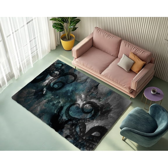 Rugfest Mystical Oceanic Tentacles Washable Rug - Non-Slip Backing, Easy to Clean, Perfect for Home and Living Room 24x39inch (60x100cm)