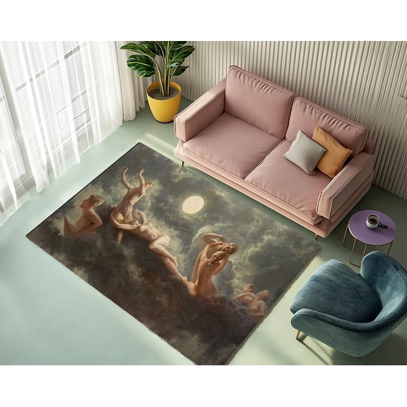 Rugfest Mythical Ethereal Figures Washable Rug - Non-Slip Backing, Easy to Clean, Perfect for Home and Living Room 15x24inch (40x60cm)