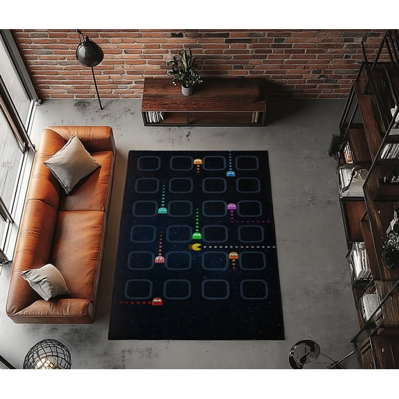 Rugfest Retro Arcade Ghosts Washable Rug - Non-Slip Backing, Easy to Clean, Perfect for Home and Living Room 31x47inch (80x120cm)