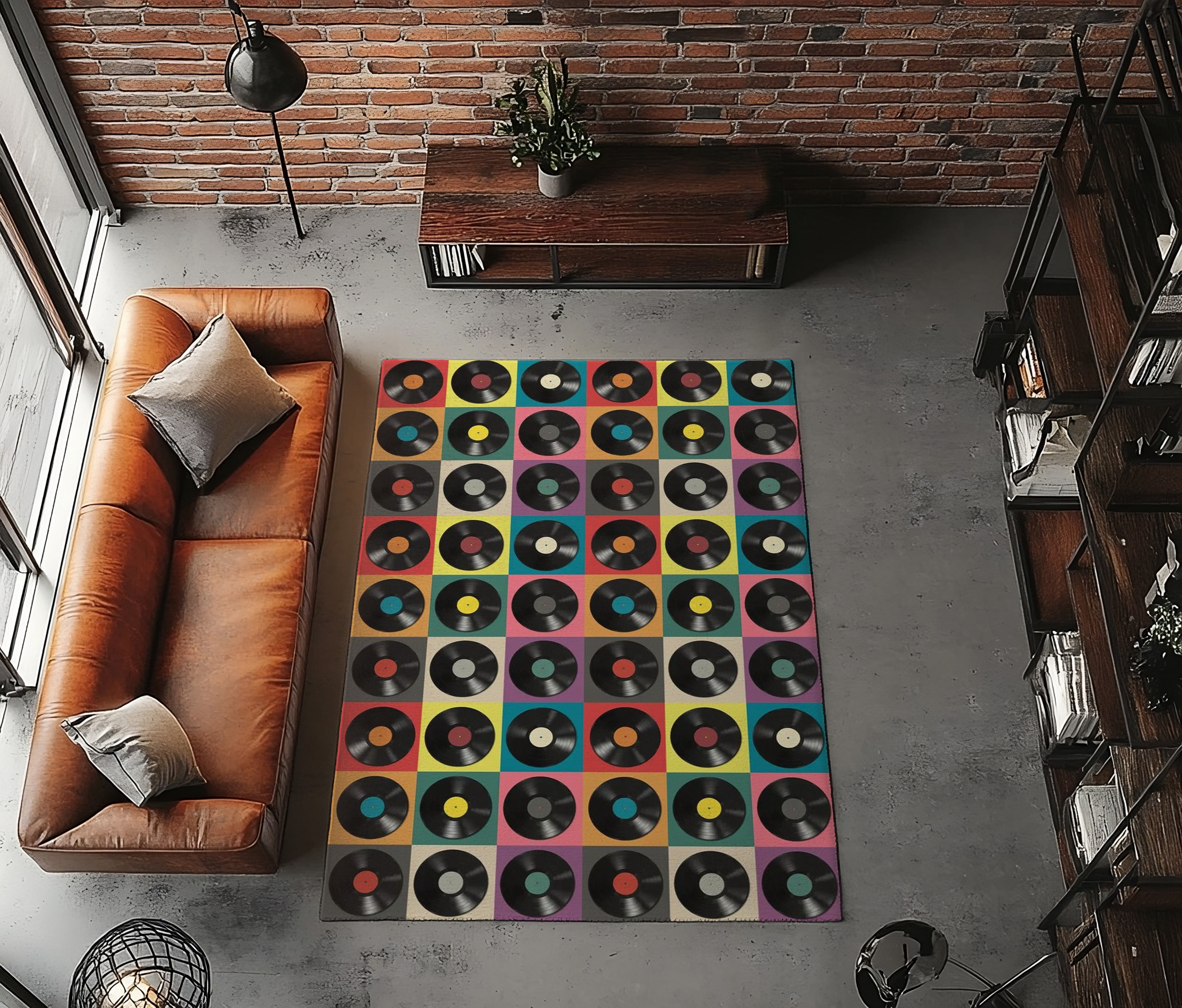 Rugfest Retro Colorful Vinyl Washable Rug - Non-Slip Backing, Easy to ...