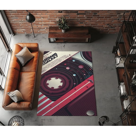 Rugfest Retro Futuristic Galactic Washable Rug - Non-Slip Backing, Easy to Clean, Perfect for Home and Living Room 15x24inch (40x60cm)