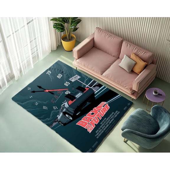 Rugfest Retro Futuristic Vibrant Washable Rug - Non-Slip Backing, Easy to Clean, Perfect for Home and Living Room 15x24inch (40x60cm)