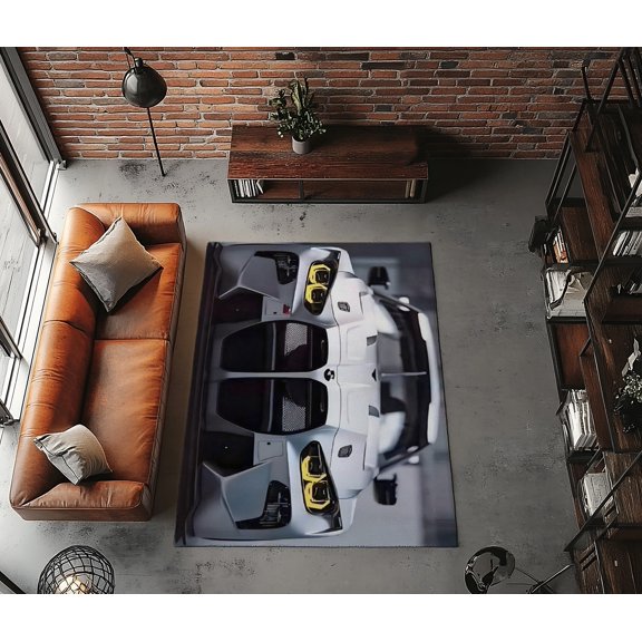 Rugfest Sleek Futuristic Automotive Washable Rug - Non-Slip Backing, Easy to Clean, Perfect for Home and Living Room 15x24inch (40x60cm)