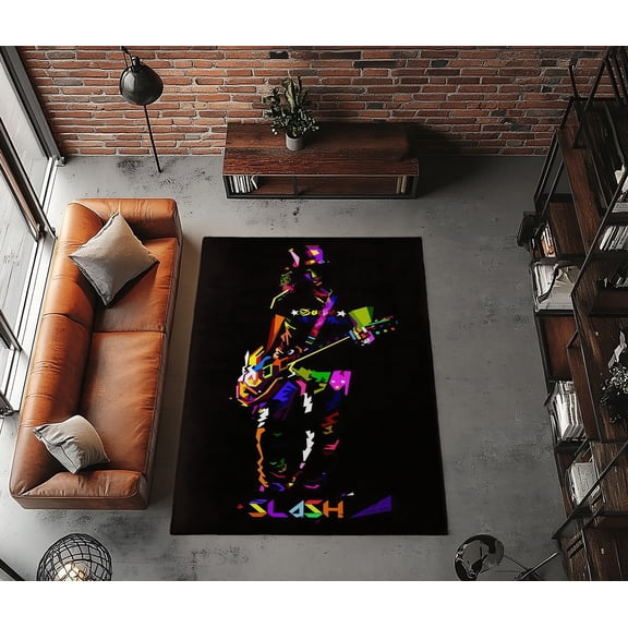 Rugfest Vibrant Abstract Musician Washable Rug - Non-Slip Backing, Easy to Clean, Perfect for Home and Living Room 24x39inch (60x100cm)