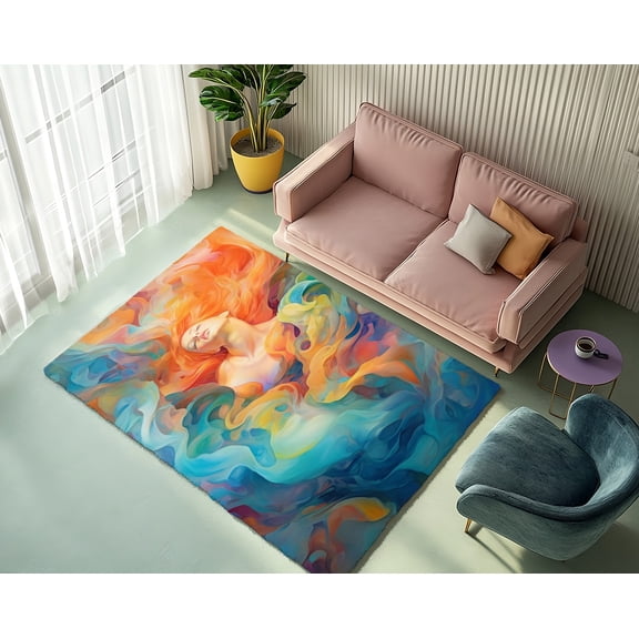 Rugfest Vibrant Ethereal Whimsy Washable Rug - Non-Slip Backing, Easy to Clean, Perfect for Home and Living Room 24x39inch (60x100cm)