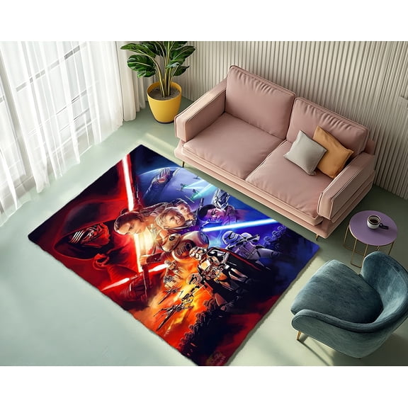 Rugfest Vibrant Futuristic Battle Washable Rug - Non-Slip Backing, Easy to Clean, Perfect for Home and Living Room 47x71inch (120x180cm)