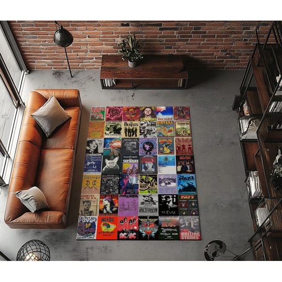 Rugfest Vibrant Musical Montage Washable Rug - Non-Slip Backing, Easy to Clean, Perfect for Home and Living Room 15x24inch (40x60cm)