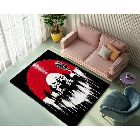Rugfest Vibrant Musical Silhouettes Washable Rug - Non-Slip Backing, Easy to Clean, Perfect for Home and Living Room 15x24inch (40x60cm)