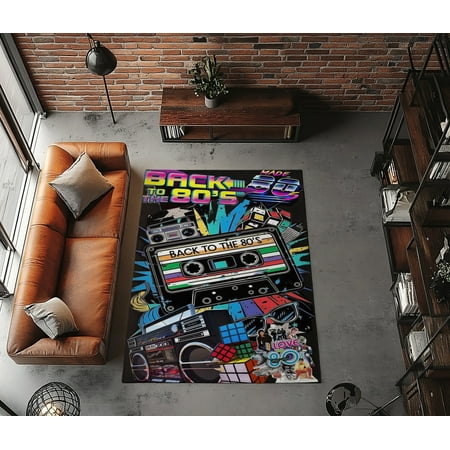Rugfest Vibrant Retro Nostalgic Washable Rug - Non-Slip Backing, Easy to Clean, Perfect for Home and Living Room 15x24inch (40x60cm)