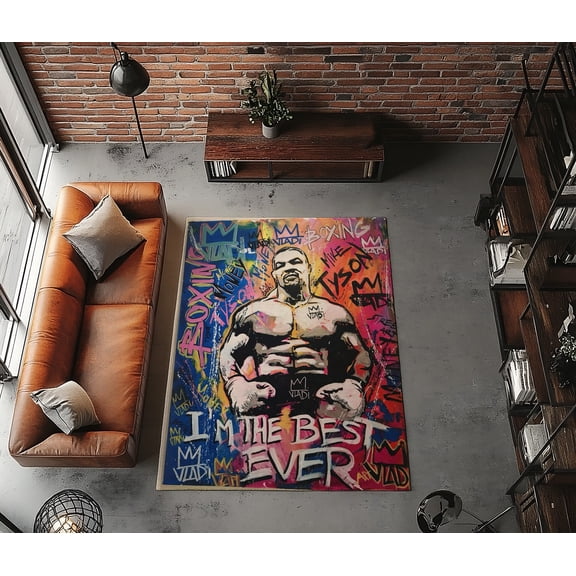 Rugfest Vibrant Urban Boxing Washable Rug - Non-Slip Backing, Easy to Clean, Perfect for Home and Living Room 24x39inch (60x100cm)