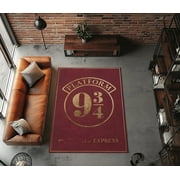 Rugfest Vintage Maroon Typography Washable Rug - Non-Slip Backing, Easy to Clean, Perfect for Home and Living Room 24x39inch 60x100cm