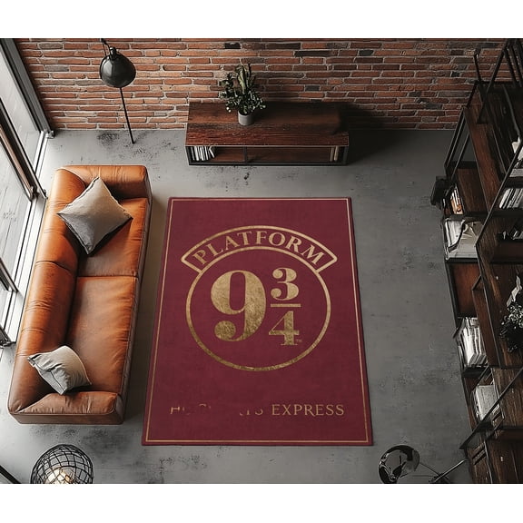 Rugfest Vintage Maroon Typography Washable Rug - Non-Slip Backing, Easy to Clean, Perfect for Home and Living Room 24x39inch (60x100cm)