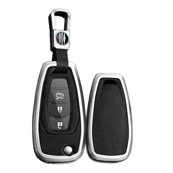 Premium 3-Button Metal Flip Key Fob Cover with Keychain for Chevrolet Cruze Trailblazer Trax Spark Sonic Folding Remote Case Protector